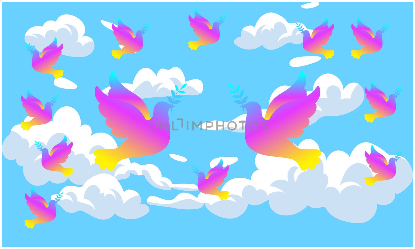 colorful bird are flying in the sky by aanavcreationsplus