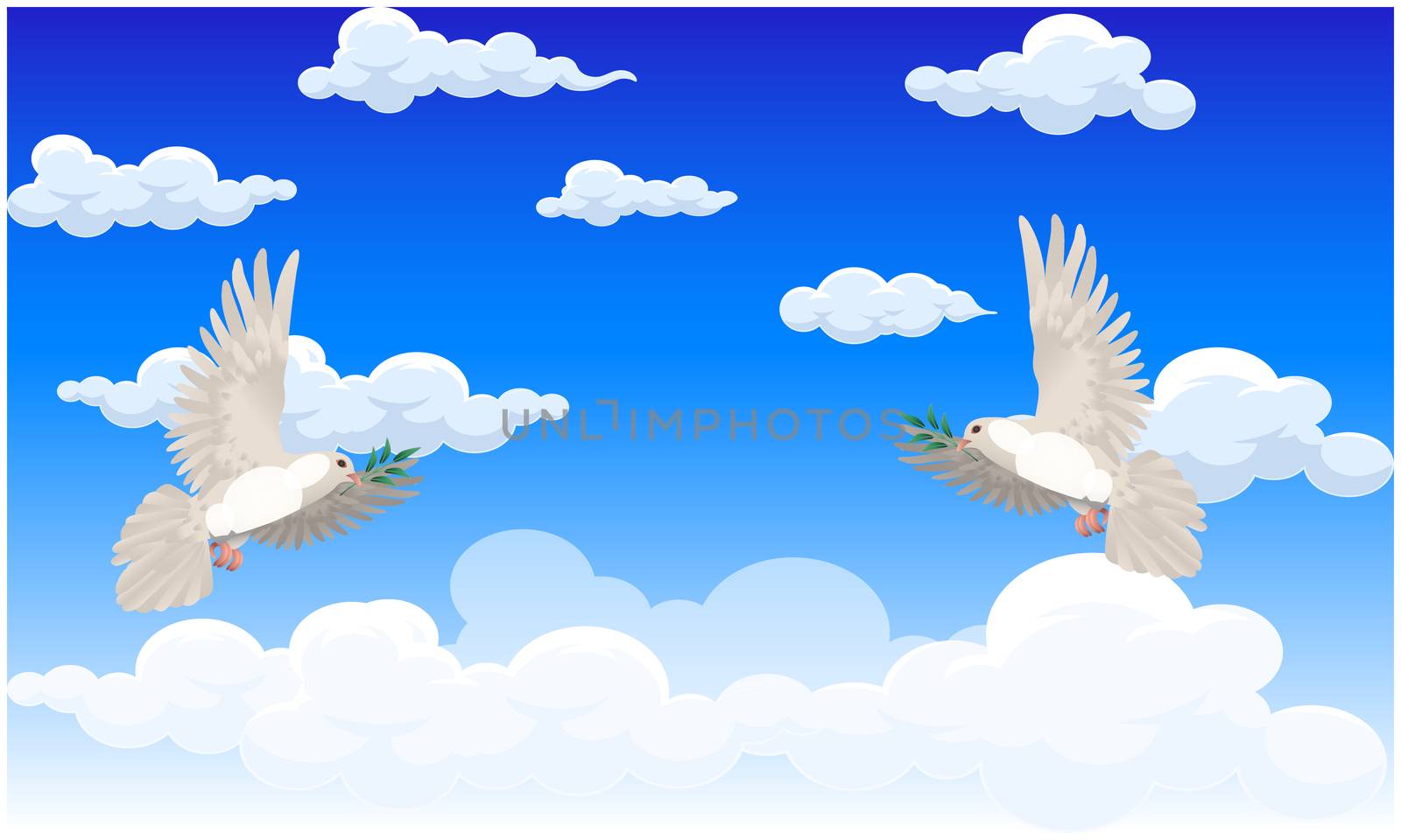 dove bird is flying in the sky on peace day by aanavcreationsplus