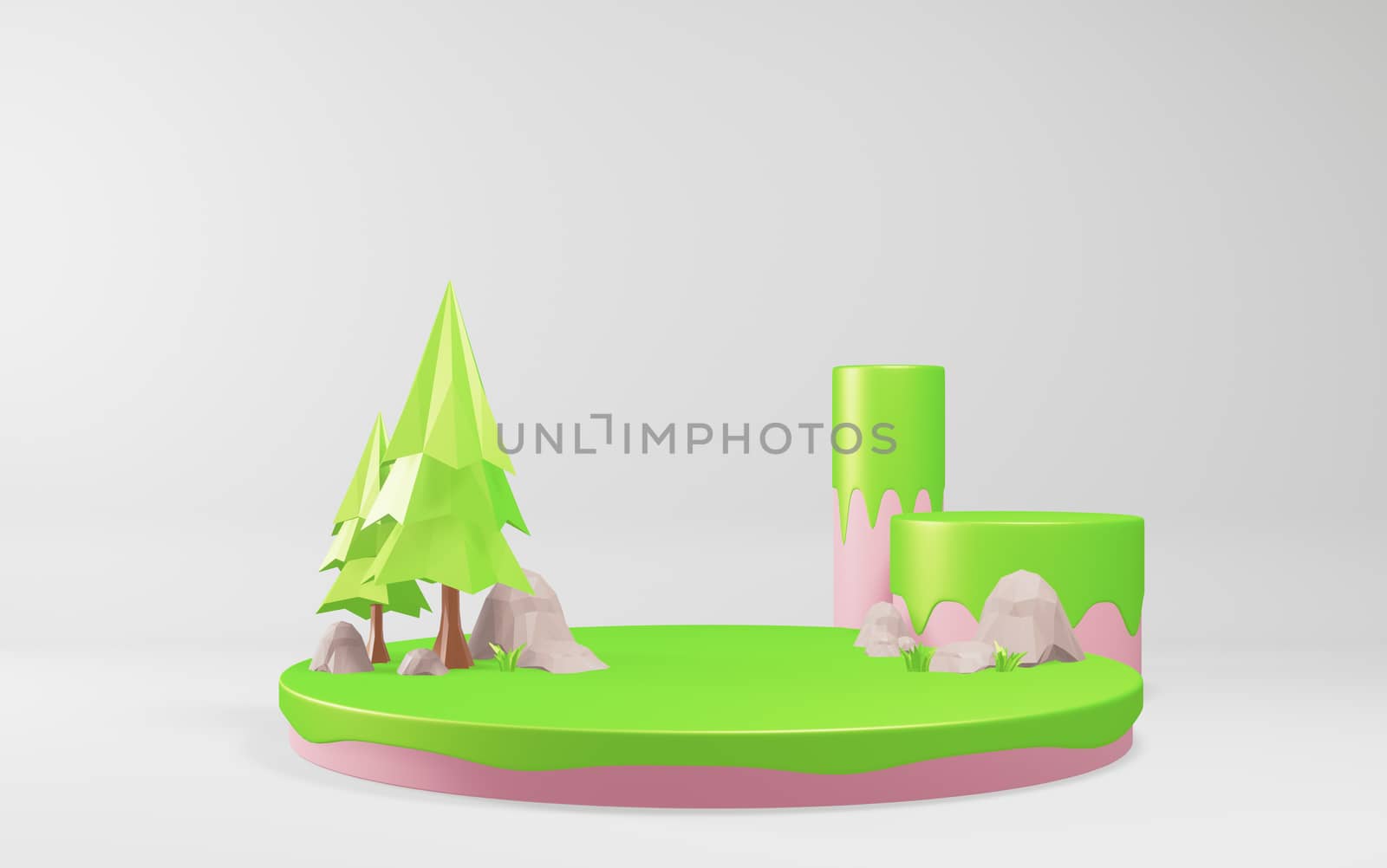 tree low poly style on white backround. 3D rendering