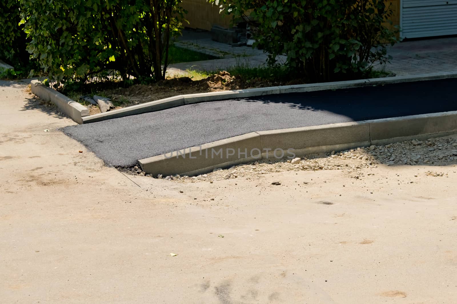 Construction of a new sidewalk.