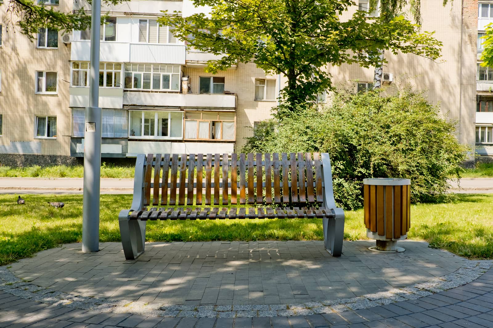 Bench on the alley in the park.