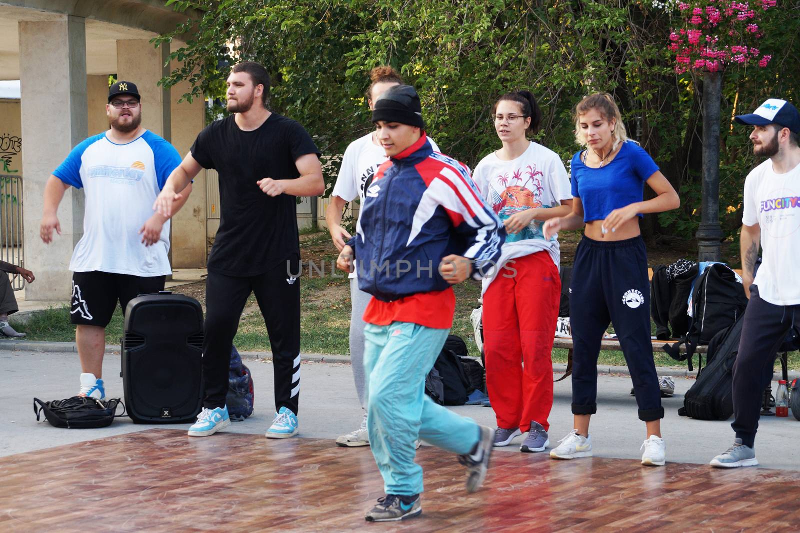 young people dancing break dance on the street of Varna by Annado