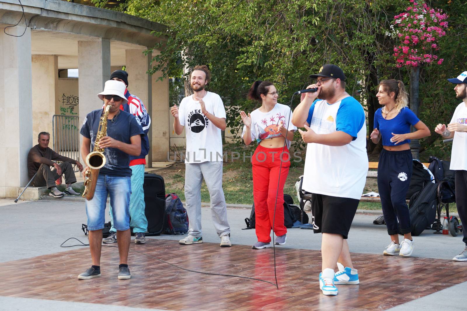 young street dancers and musicians show performance by Annado