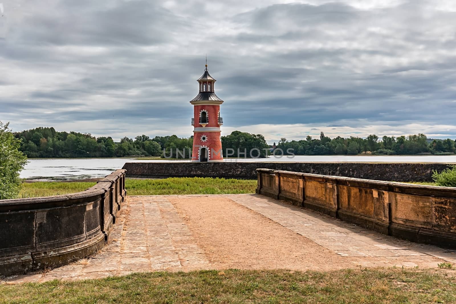 Lighthouse in the middle of the lake at Moritzburg Castle, near  by seka33