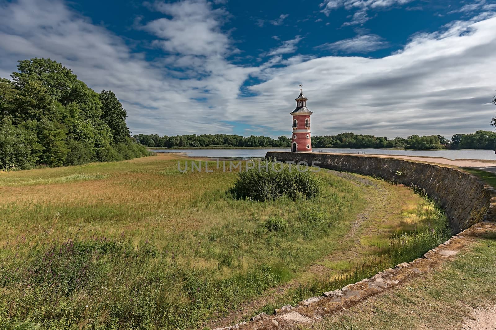 Lighthouse in the middle of the lake at Moritzburg Castle, near Dresden, Germany



