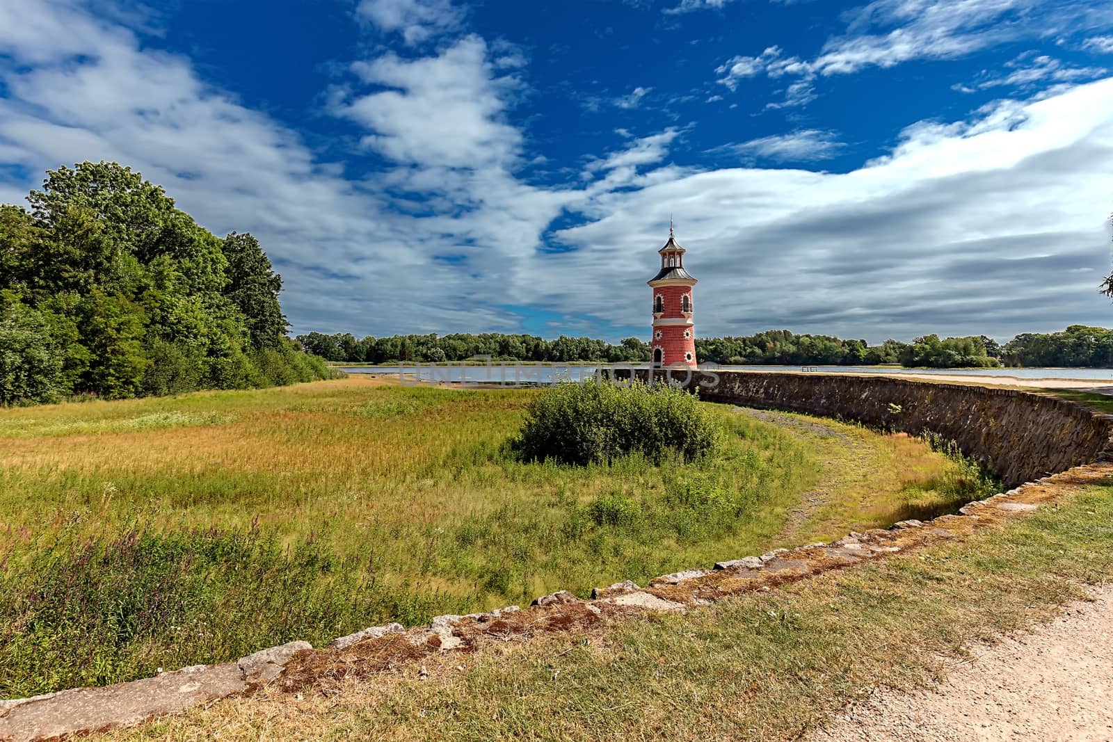 Lighthouse in the middle of the lake at Moritzburg Castle, near Dresden, Germany



