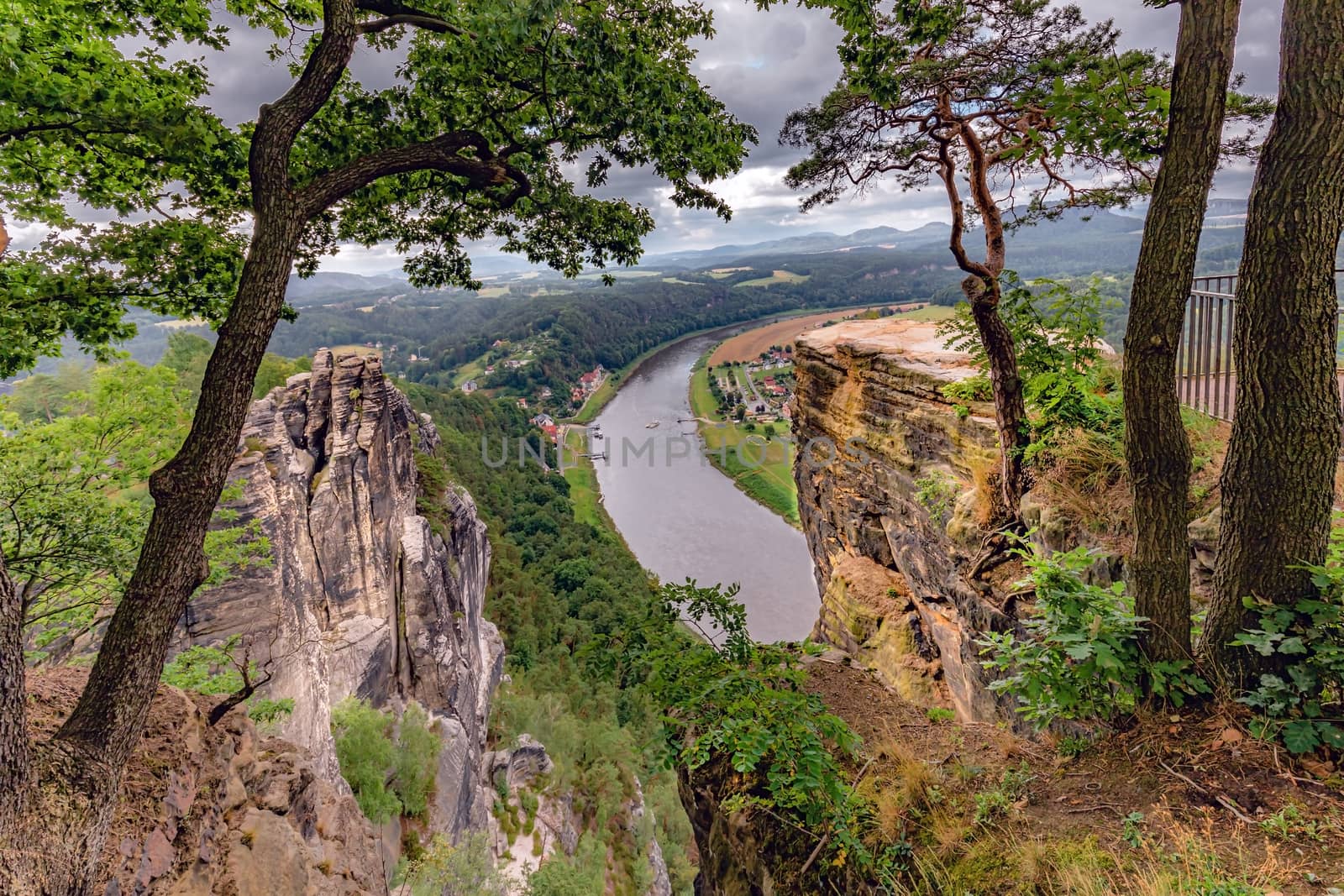 View of the Elbe valley from the Bastei mountains. by seka33