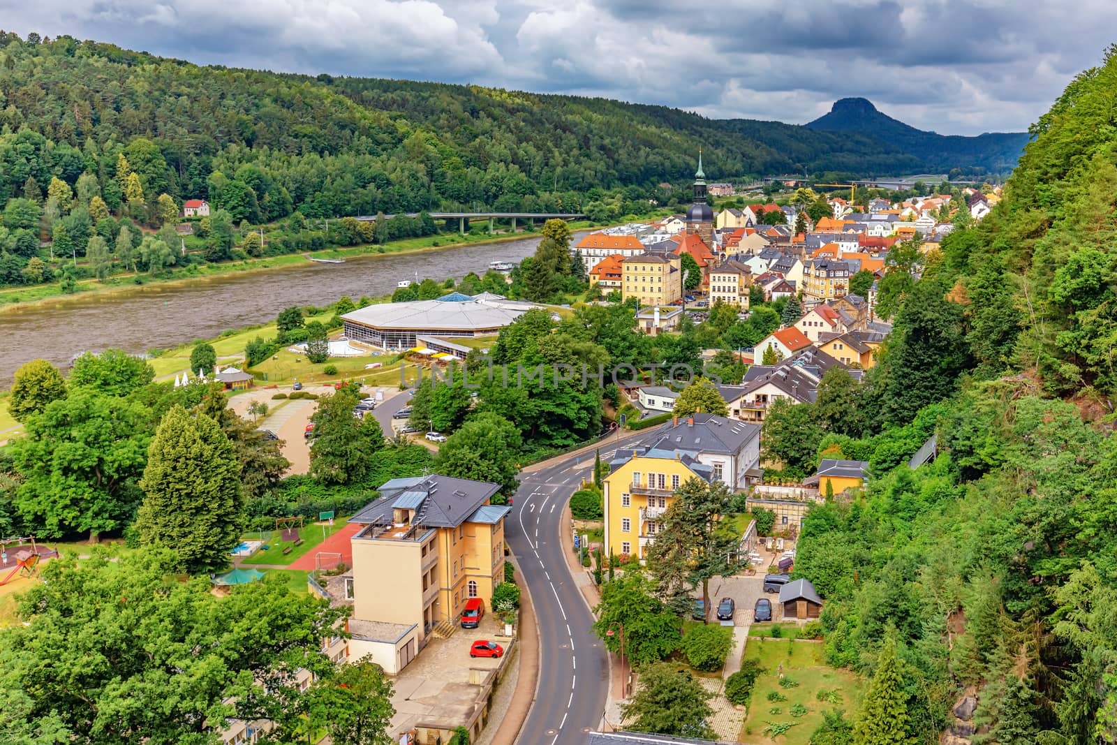 Top view of the spa town of Bad Schandau, Dresden, Germany by seka33