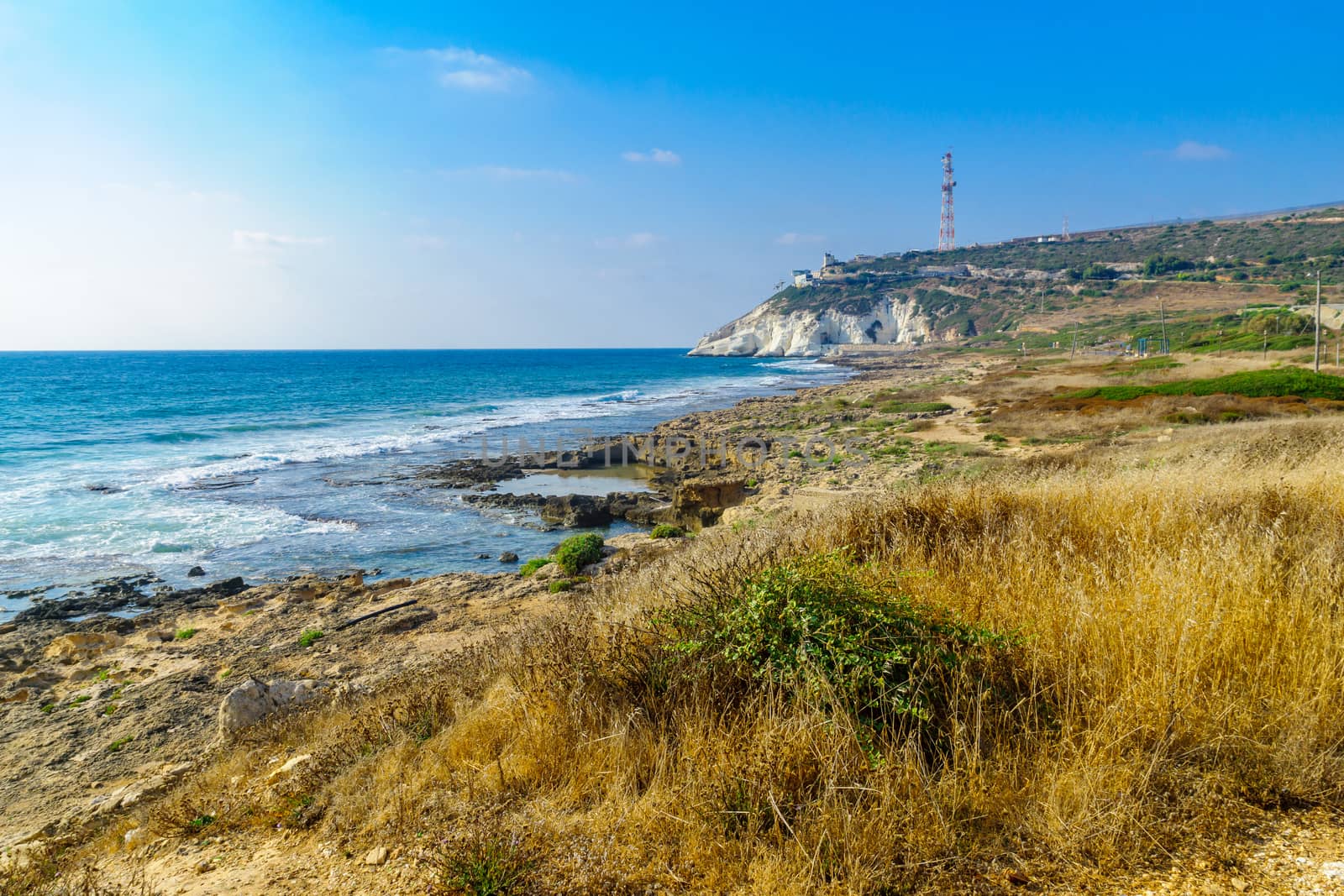 View of the coast and Rosh Hanikra cliffs, Northern Israel