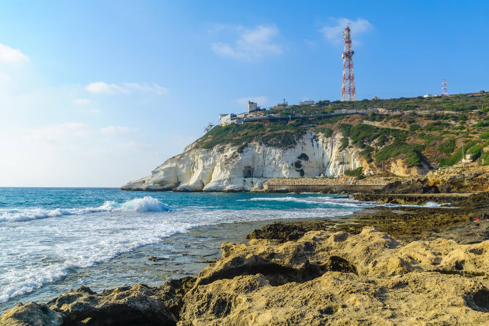 View of the coast and Rosh Hanikra cliffs, Northern Israel