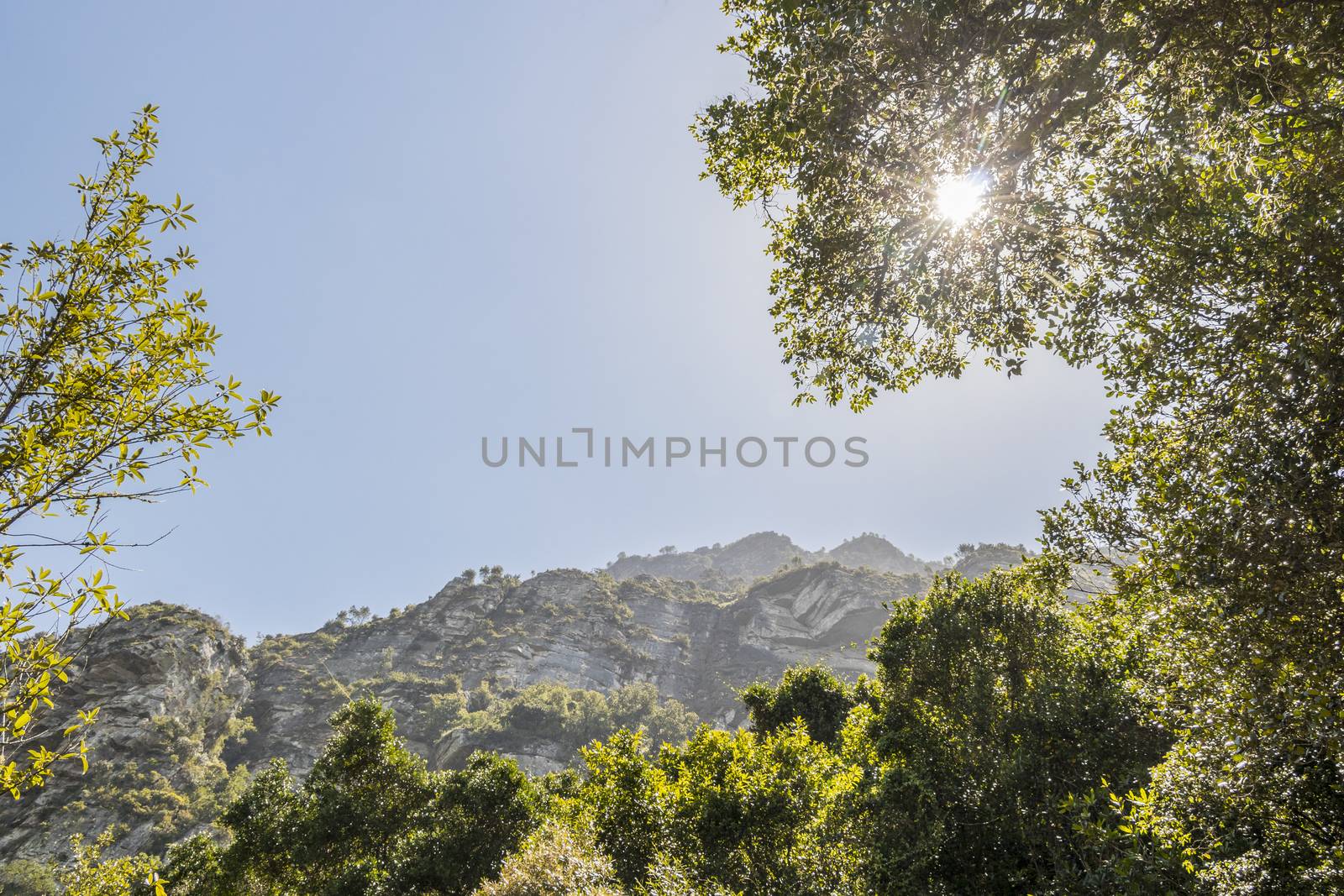 Sunshine over the mountains in the Tablemountain National Park. by Arkadij