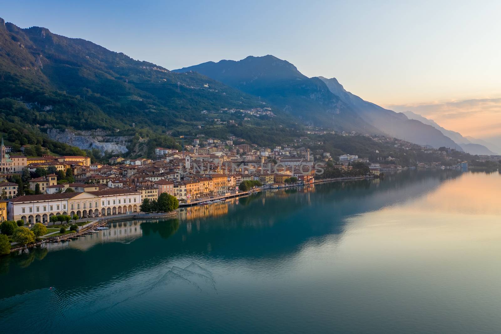 The city of lovere overlooking Lake Iseo by Robertobinetti70