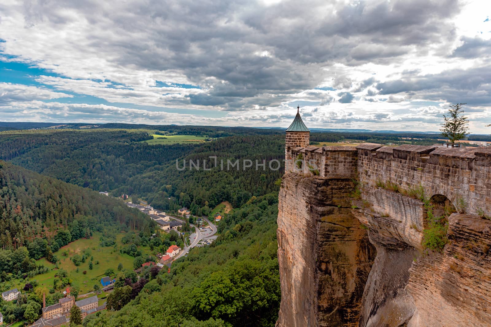 Elbe Sandstone Mountains - Königstein Fortress, one of the largest mountain fortresses in Europe, defensive wall