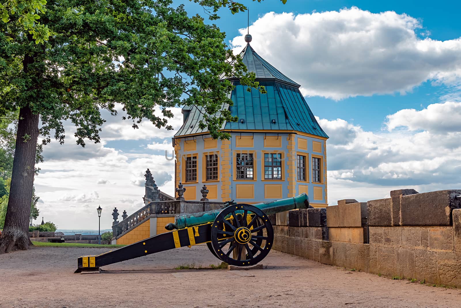Cannon in front of Friedrichsburg on Koenigstein Fortress, Germany