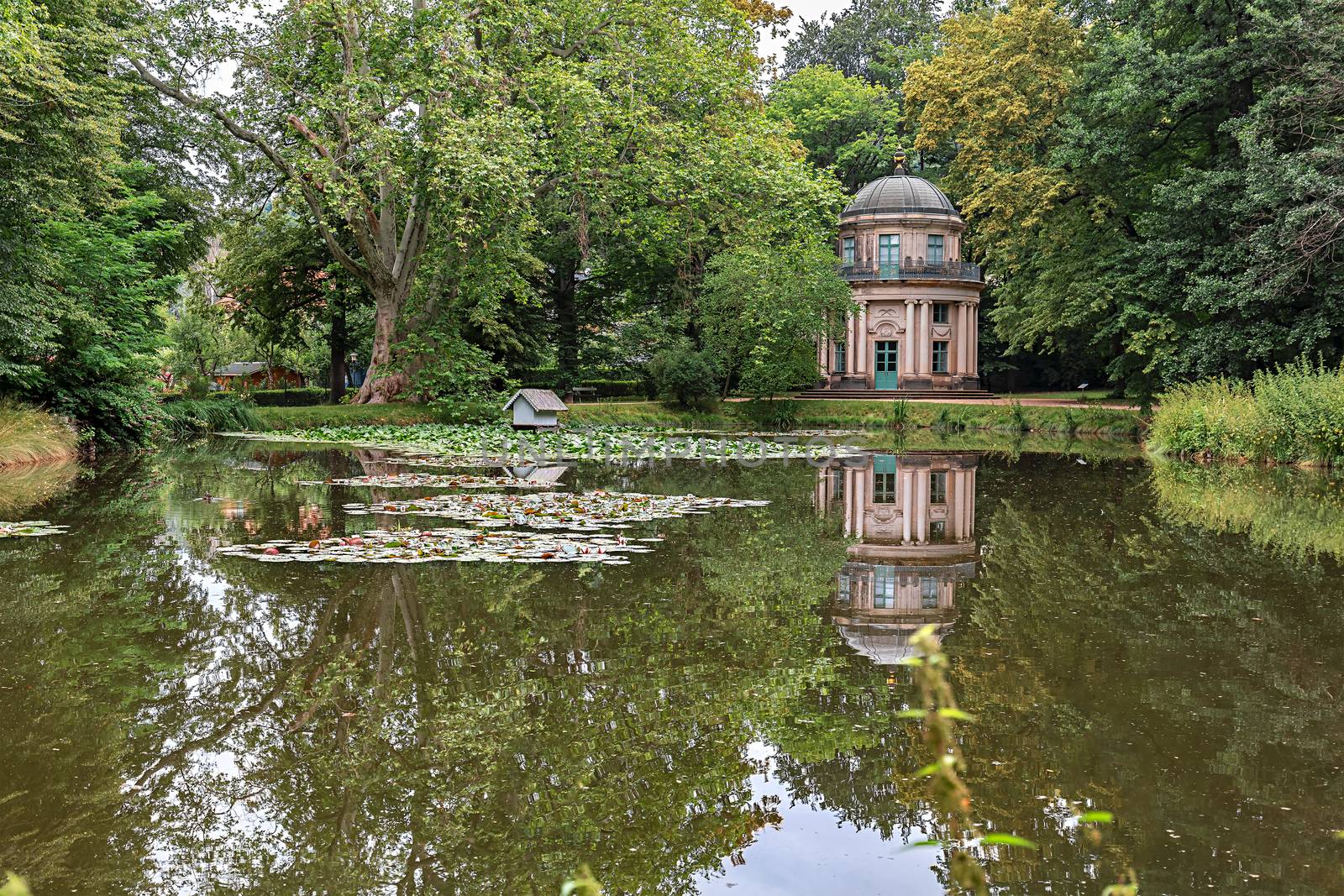 English pavilion with lake in Pillnitz Castle near Dresden, Germany, Europe



