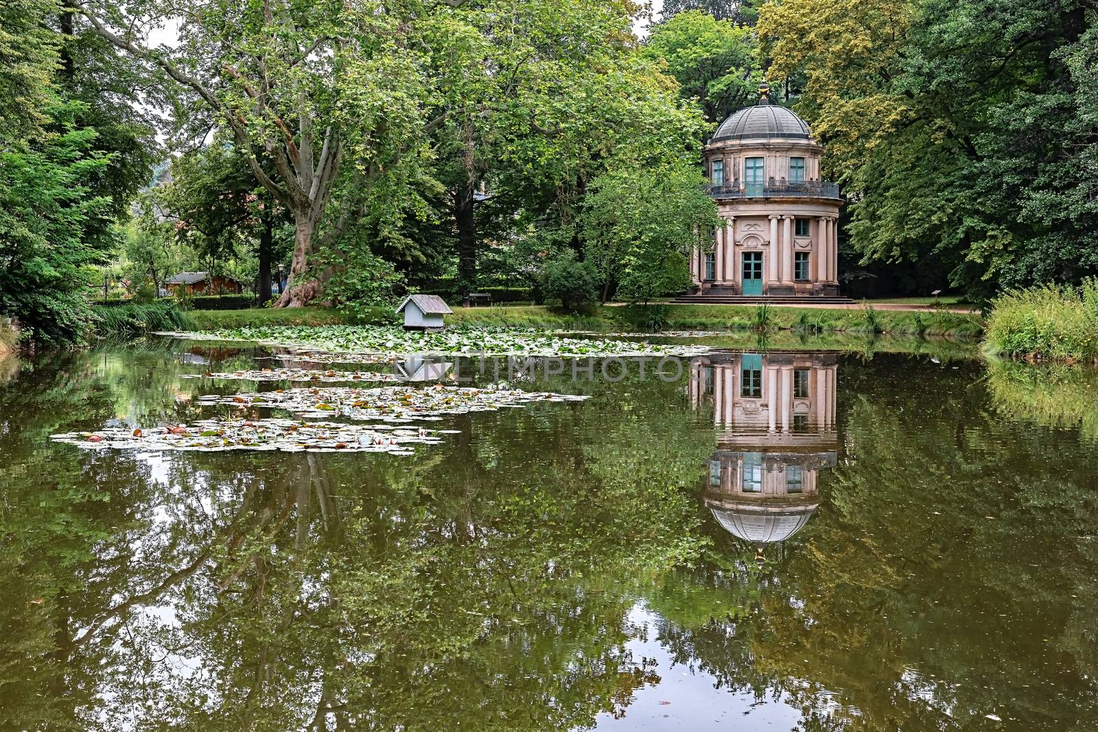 English pavilion with lake in Pillnitz Castle near Dresden, Germ by seka33