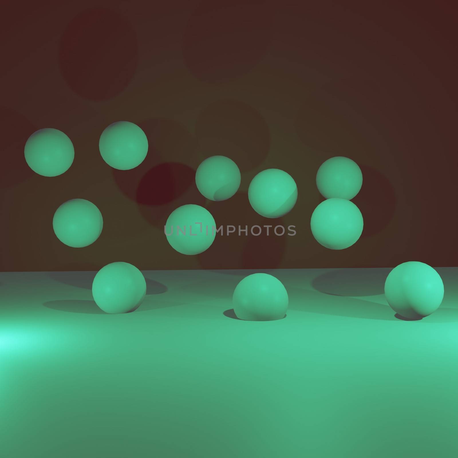 spheres of balls on coral background. Realistic 3d shapes.  illustration by zaryov