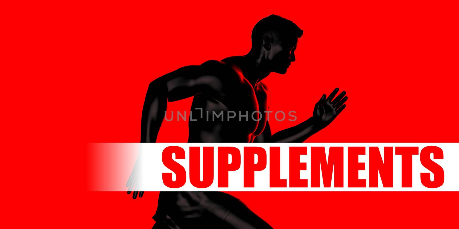 Supplements Concept with Fit Man Running Lifestyle