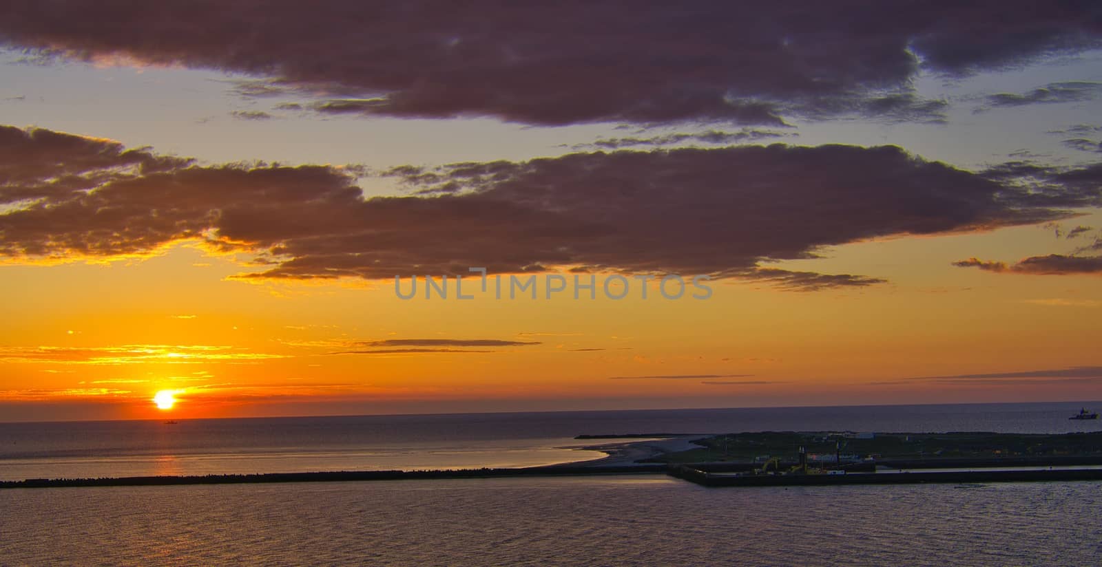 Heligoland - look on the island dune - sunrise over the sea