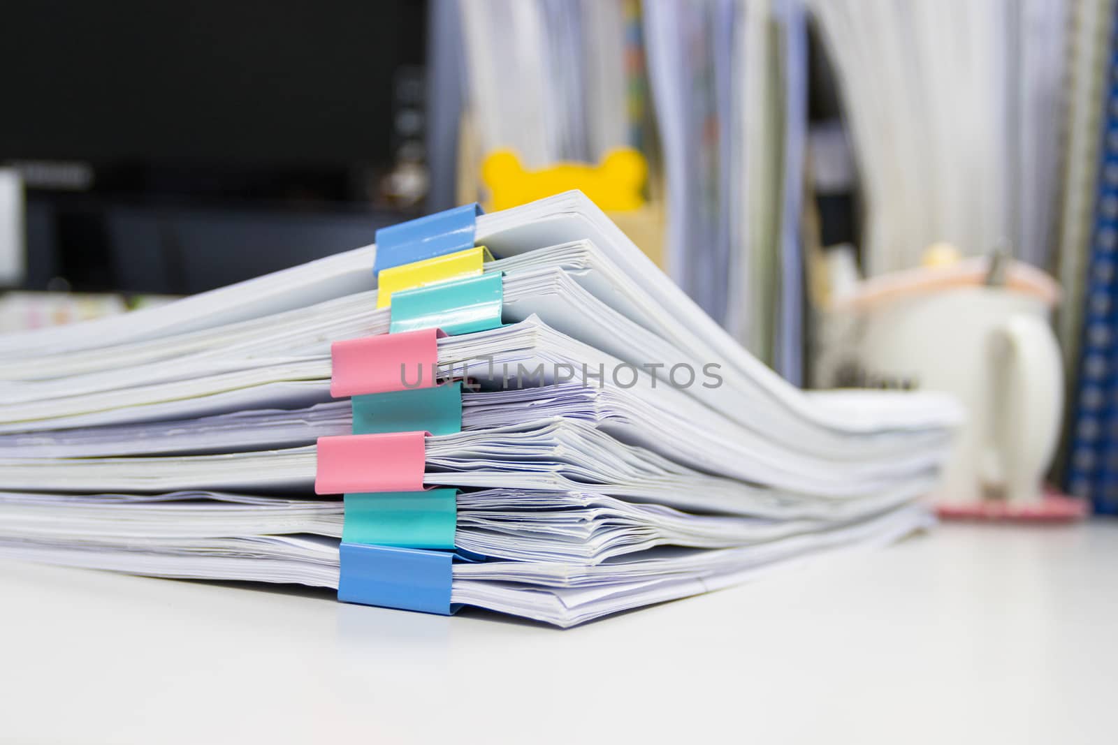 file folder and Stack of business report paper file on the table in a work office, concept document in work office