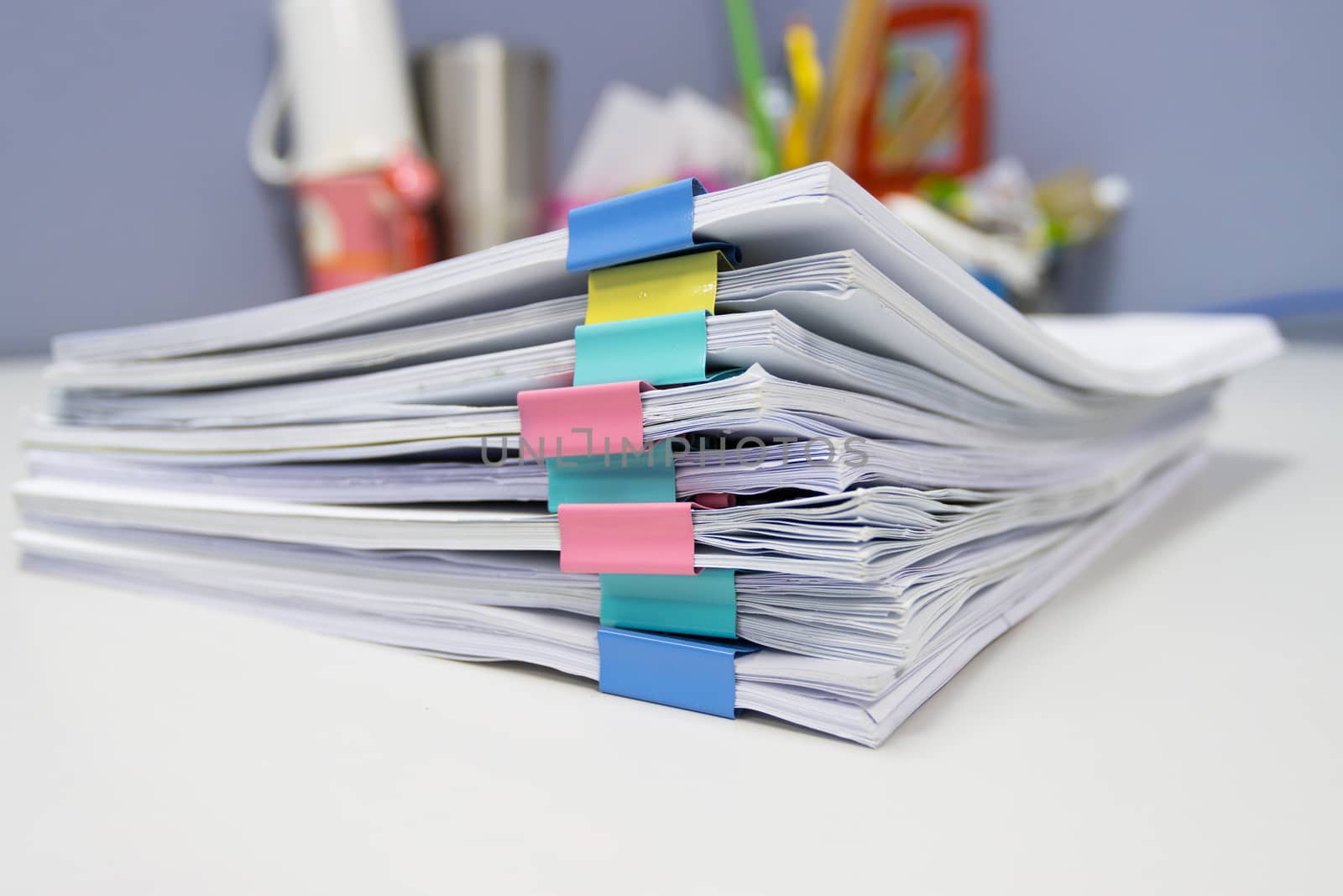 file folder and Stack of business report paper file on the table in a work office, concept document in work office