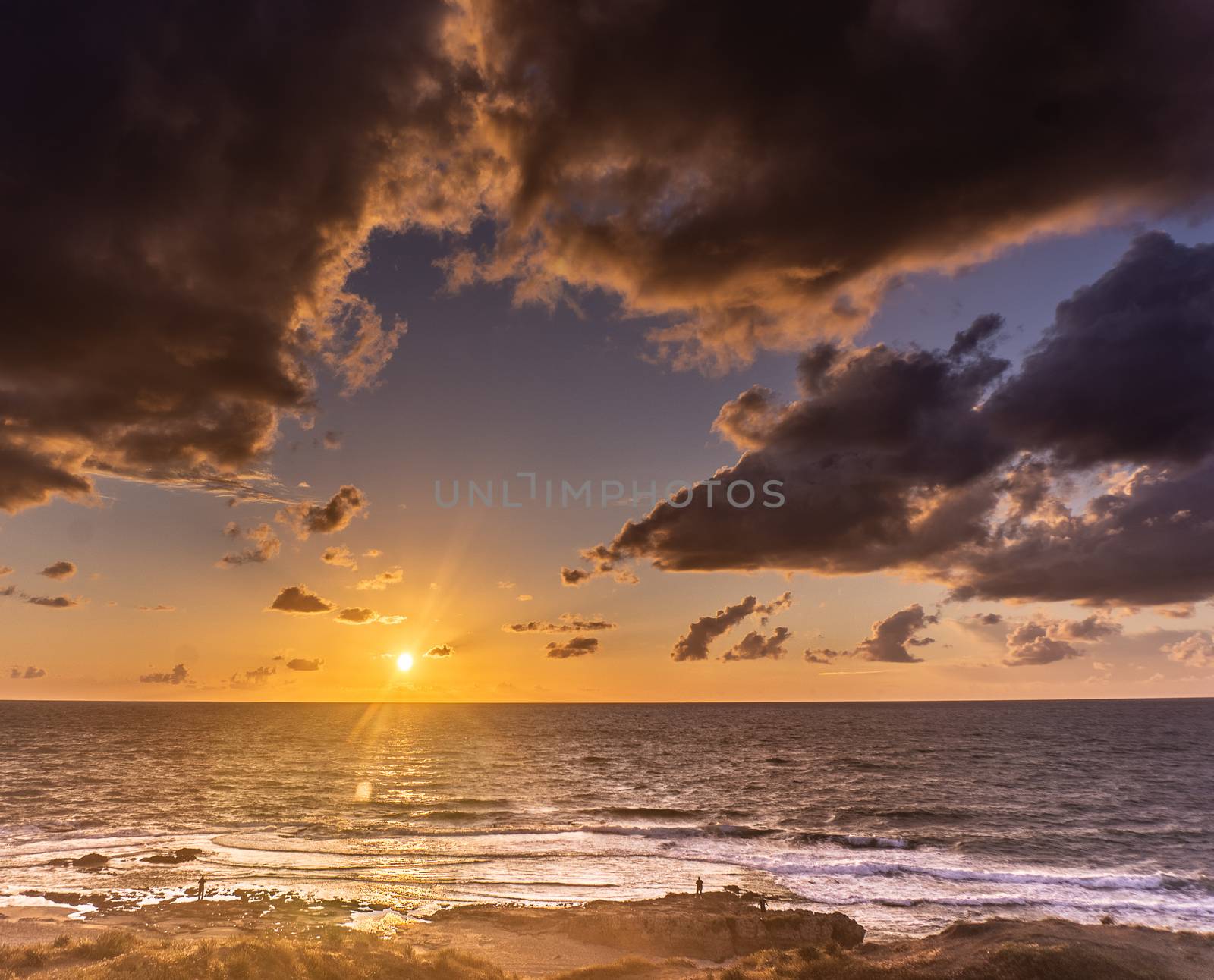Sunset clouds on sea beach of romantic vacation by javax