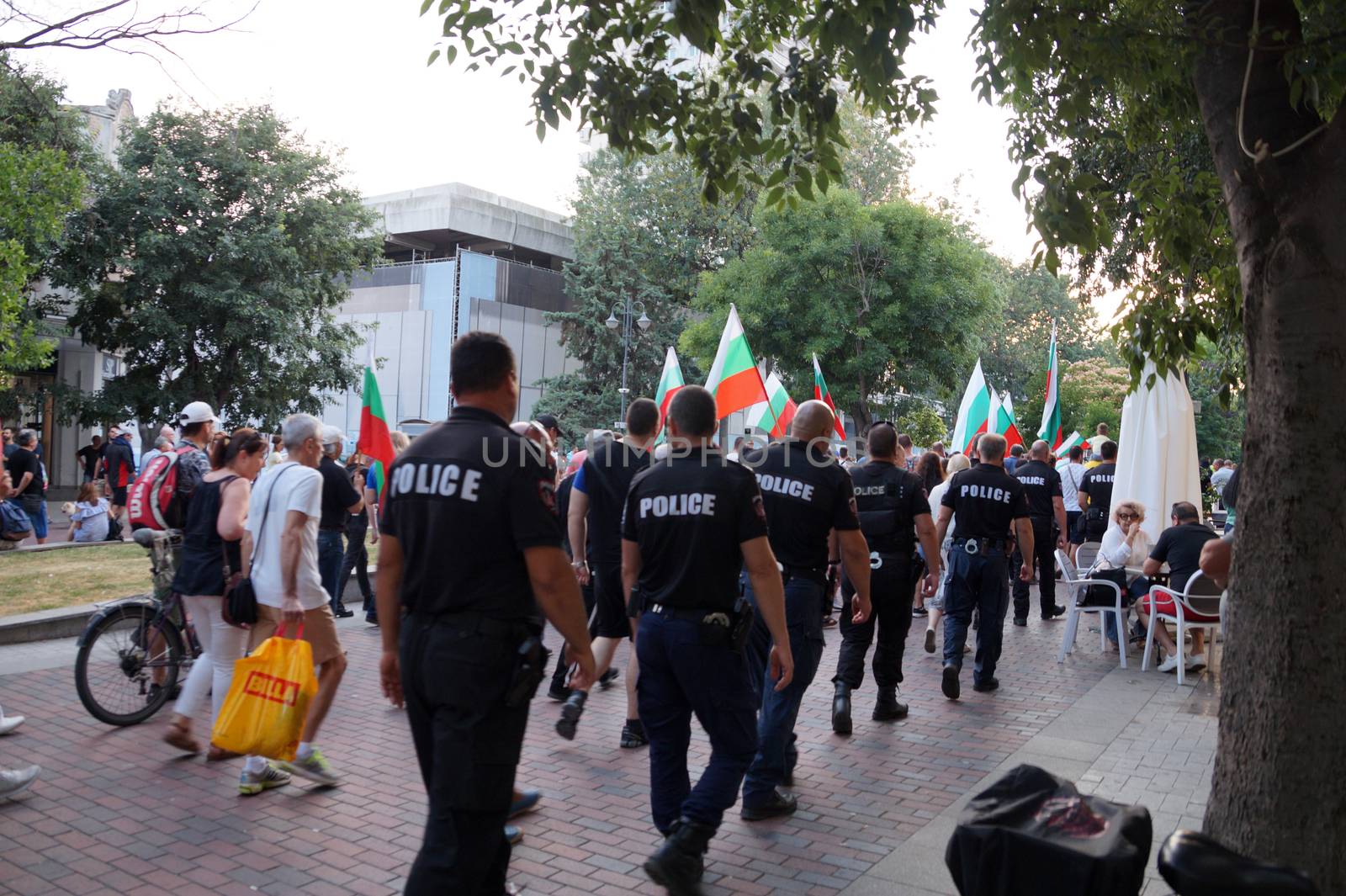 Varna, Bulgaria - June, 19, 2020: a protest rally on the main street of Varna
