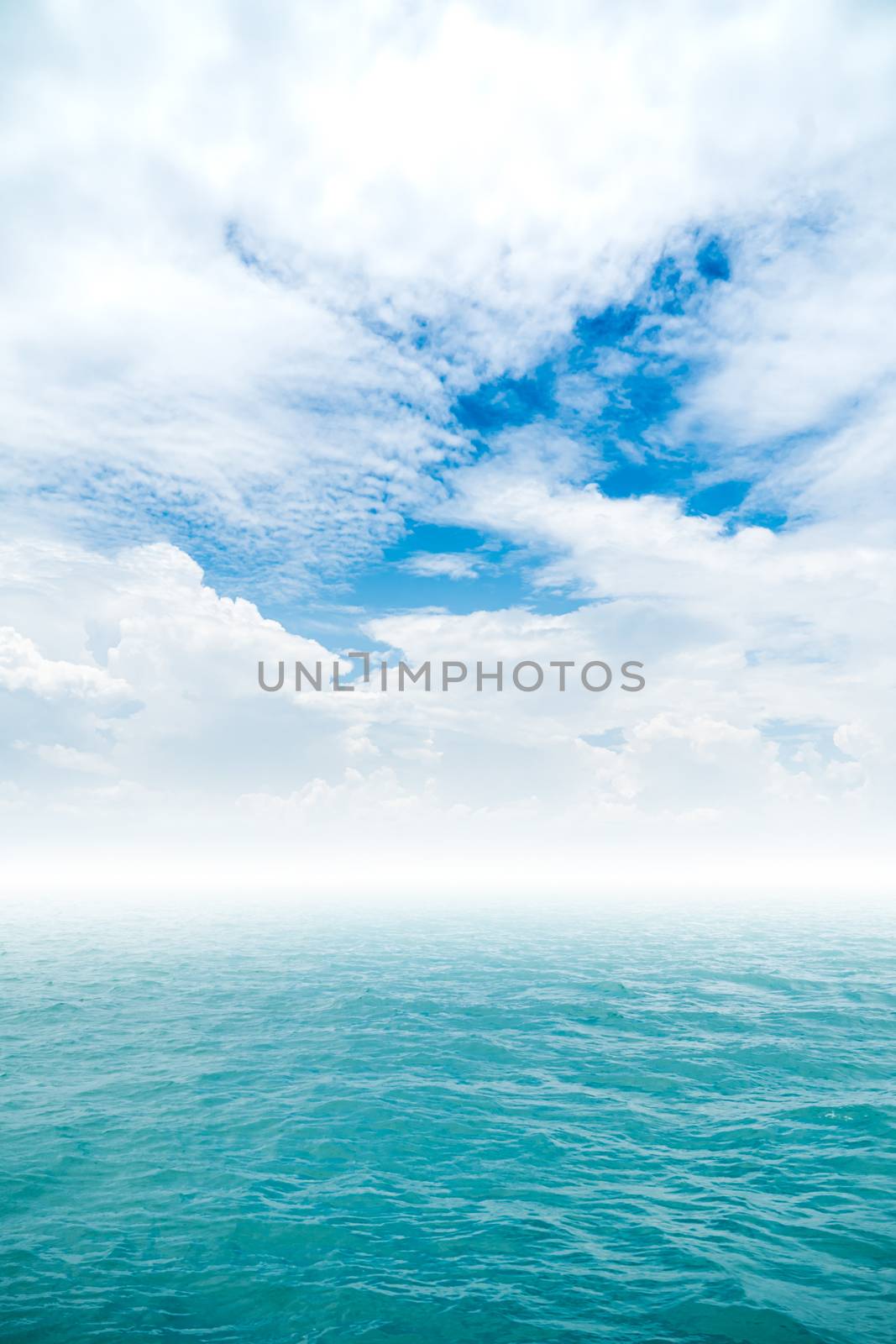 ocean view with cloudy sky background