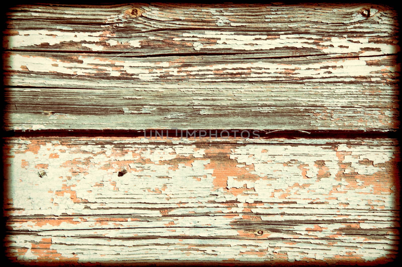 Old white painted weathered distressed wood oak plank board texture background stock photo