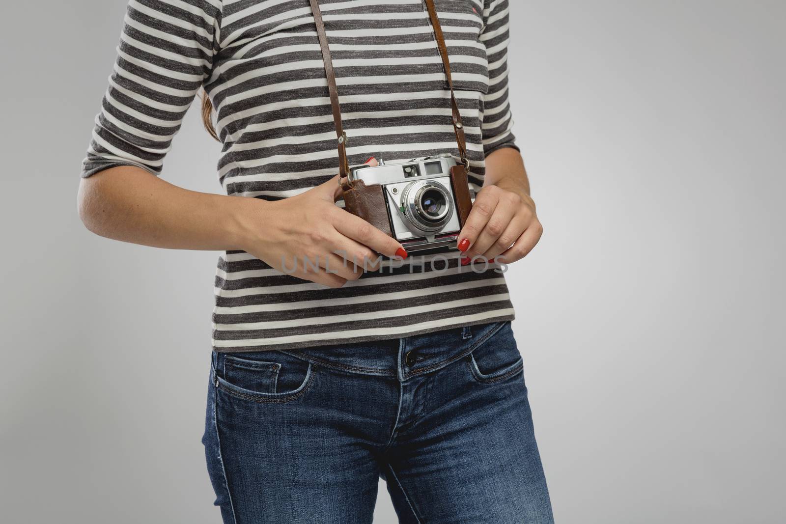 Woman with her vintage camera by Iko