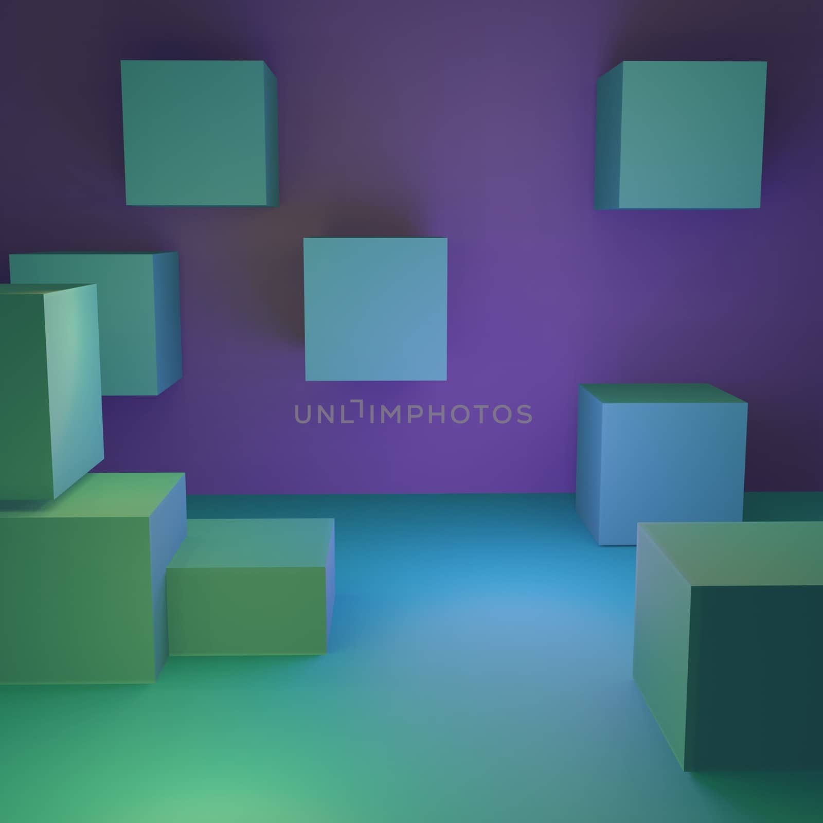 multi-colored volumetric 3d geometric shapes. abstract background of rendered.