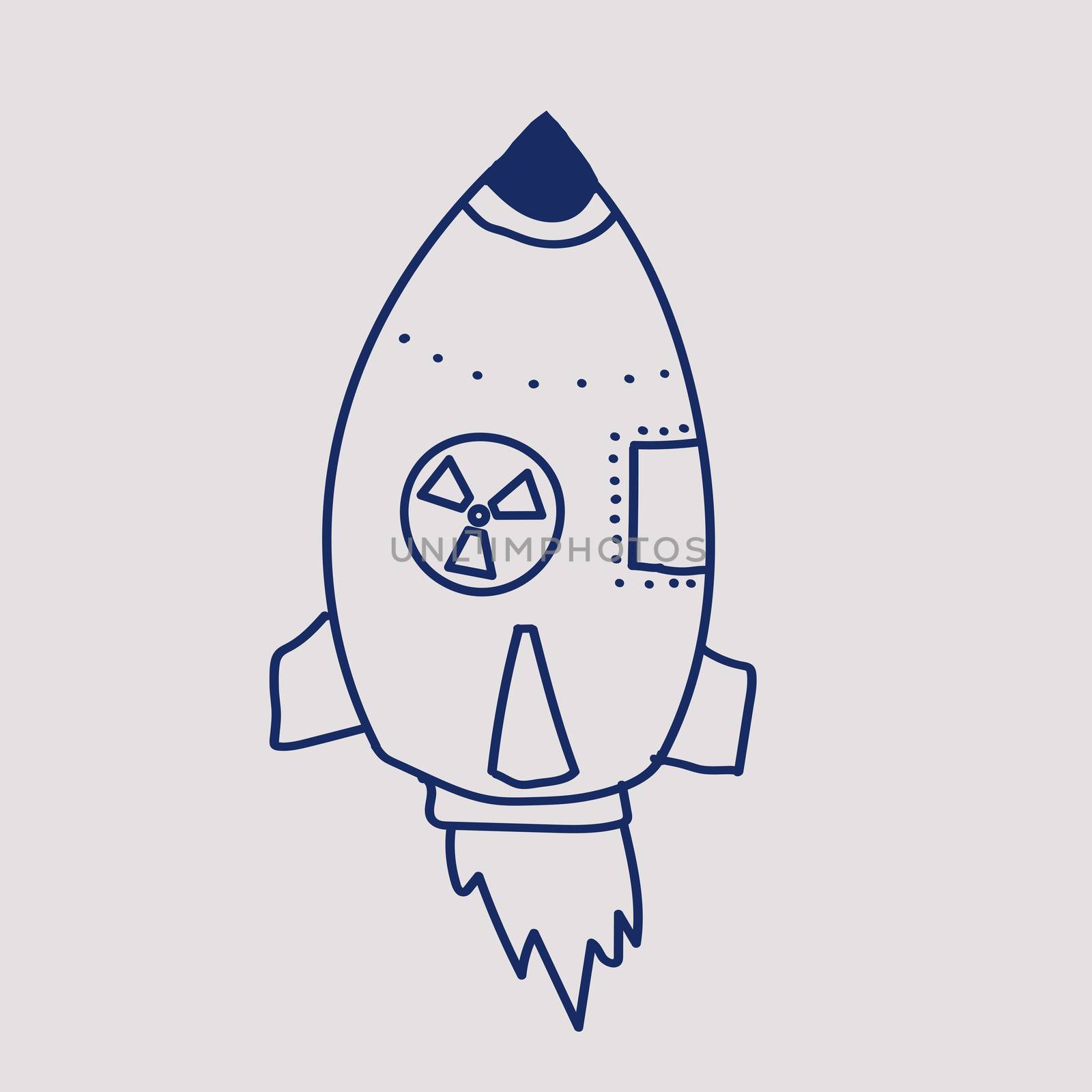 nuclear missile doodle. drawing blue line.