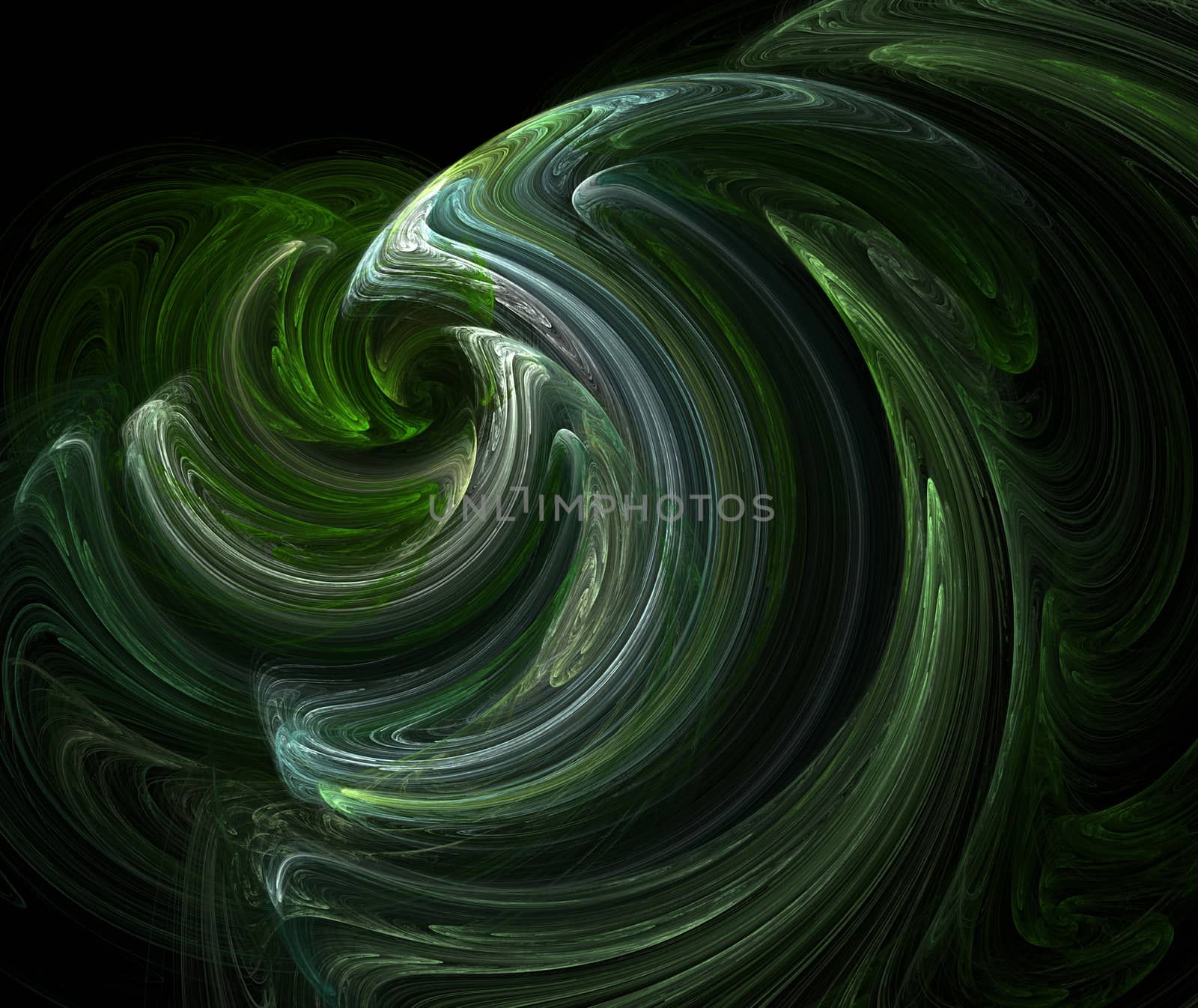 An abstract computer generated fractal design. Abstract fractal color texture. Green spiral wave that forms the tunnel
