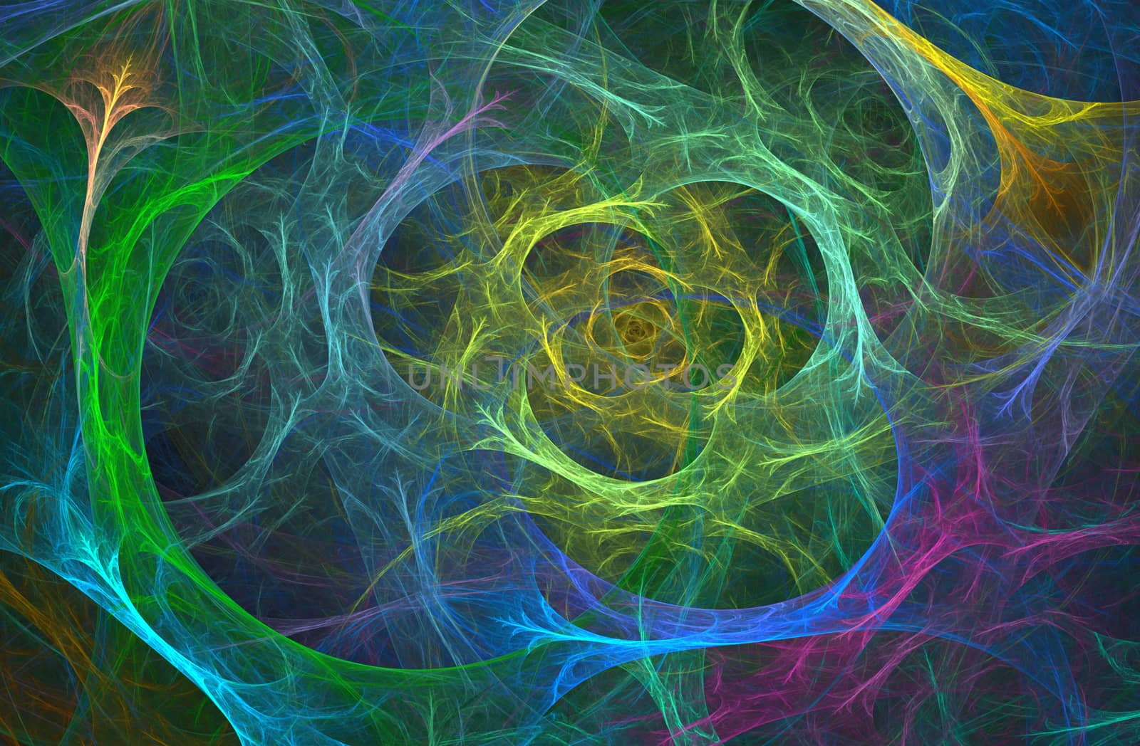 An abstract computer generated modern fractal design on dark background. Abstract fractal color texture. Digital art. Abstract Form & Colors.