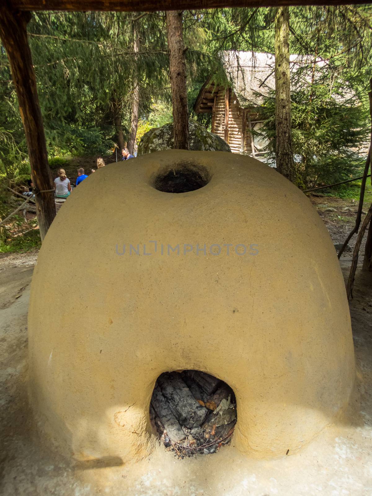 Visit to the Stone Age village near Umhausen in the Otztal, Tyrol