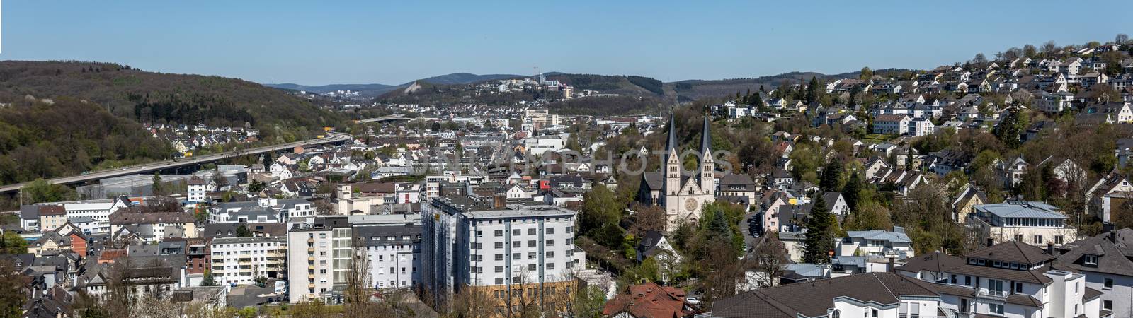 City view of Siegen as a panorama