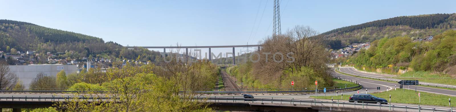 Panorama of the elevated road over a railway line by Dr-Lange