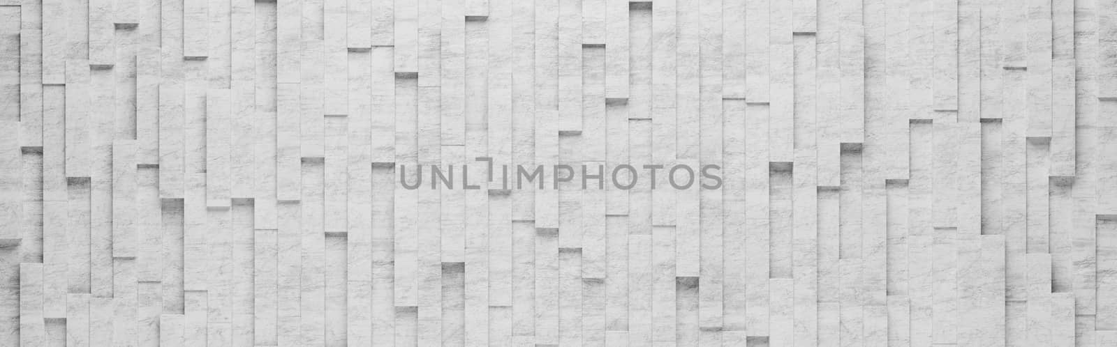 Wall of Gray Vertical Rectangles Tiles Arranged in Random Height 3D Pattern Background Illustration