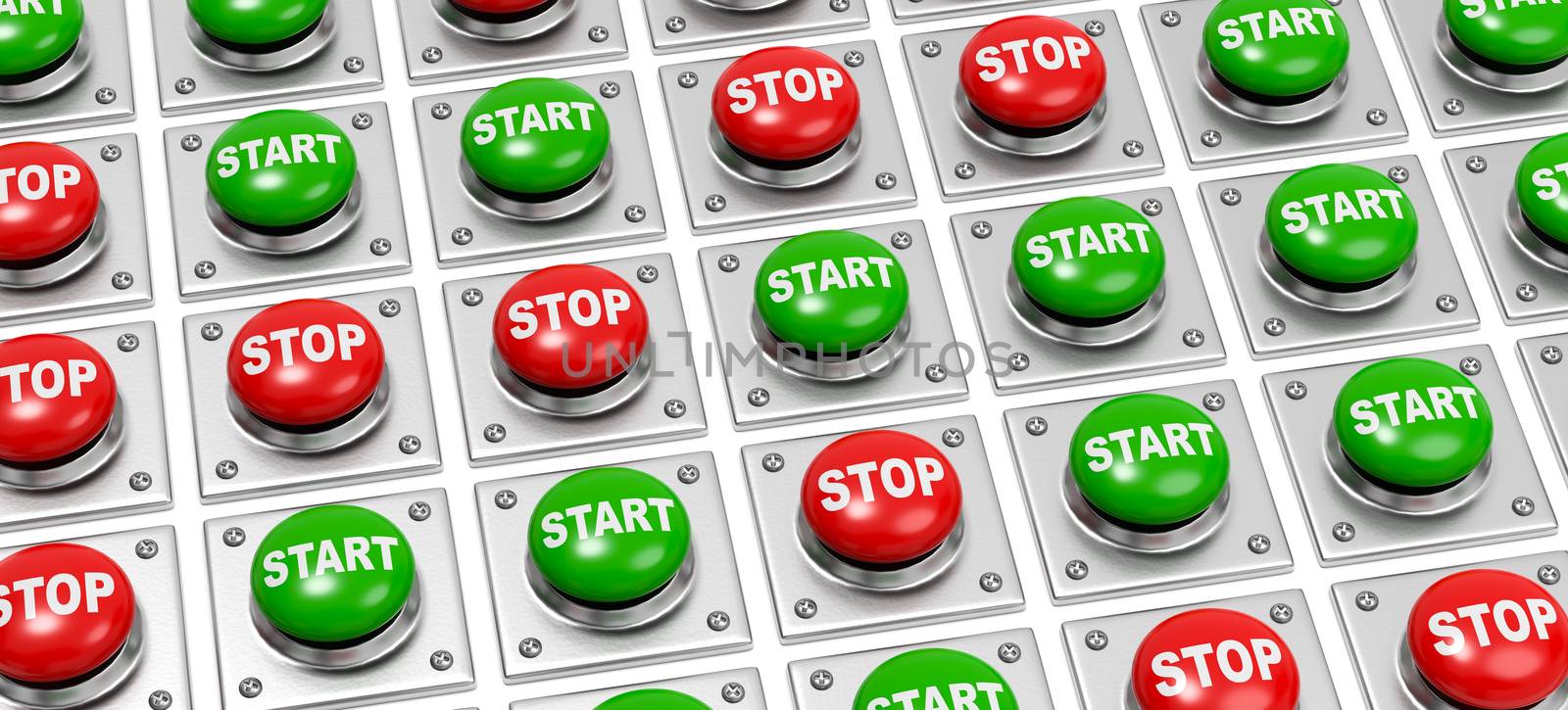 Many Start and Stop Buttons on White by make
