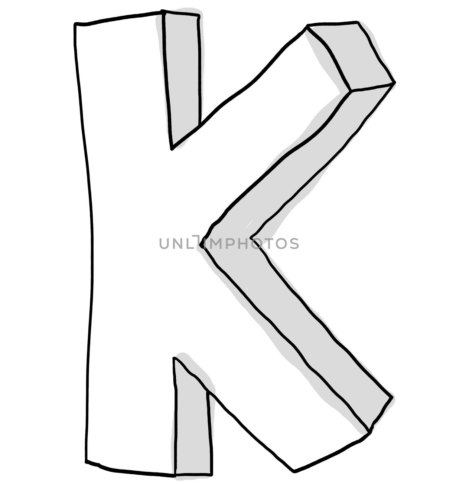 Alphabet font K cute  hand drawn