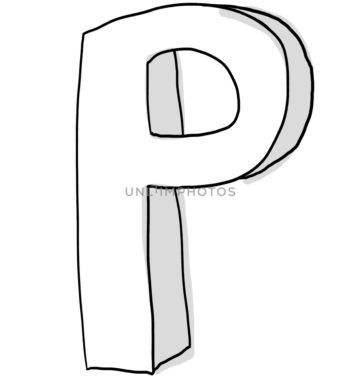Alphabet font P cute  hand drawn