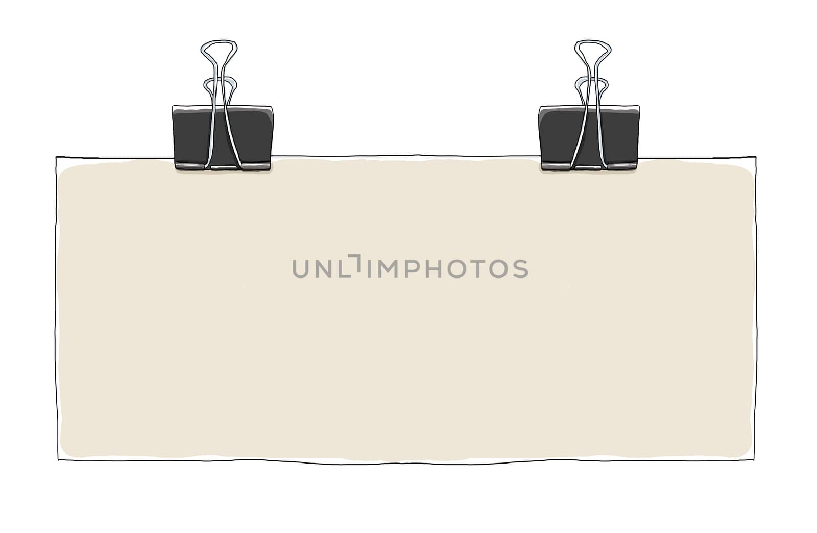 Binder Clips and long blank Paper painting illustration
