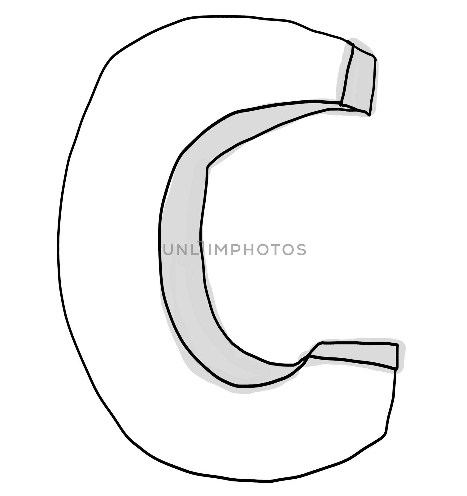 Alphabet font C cute  hand drawn