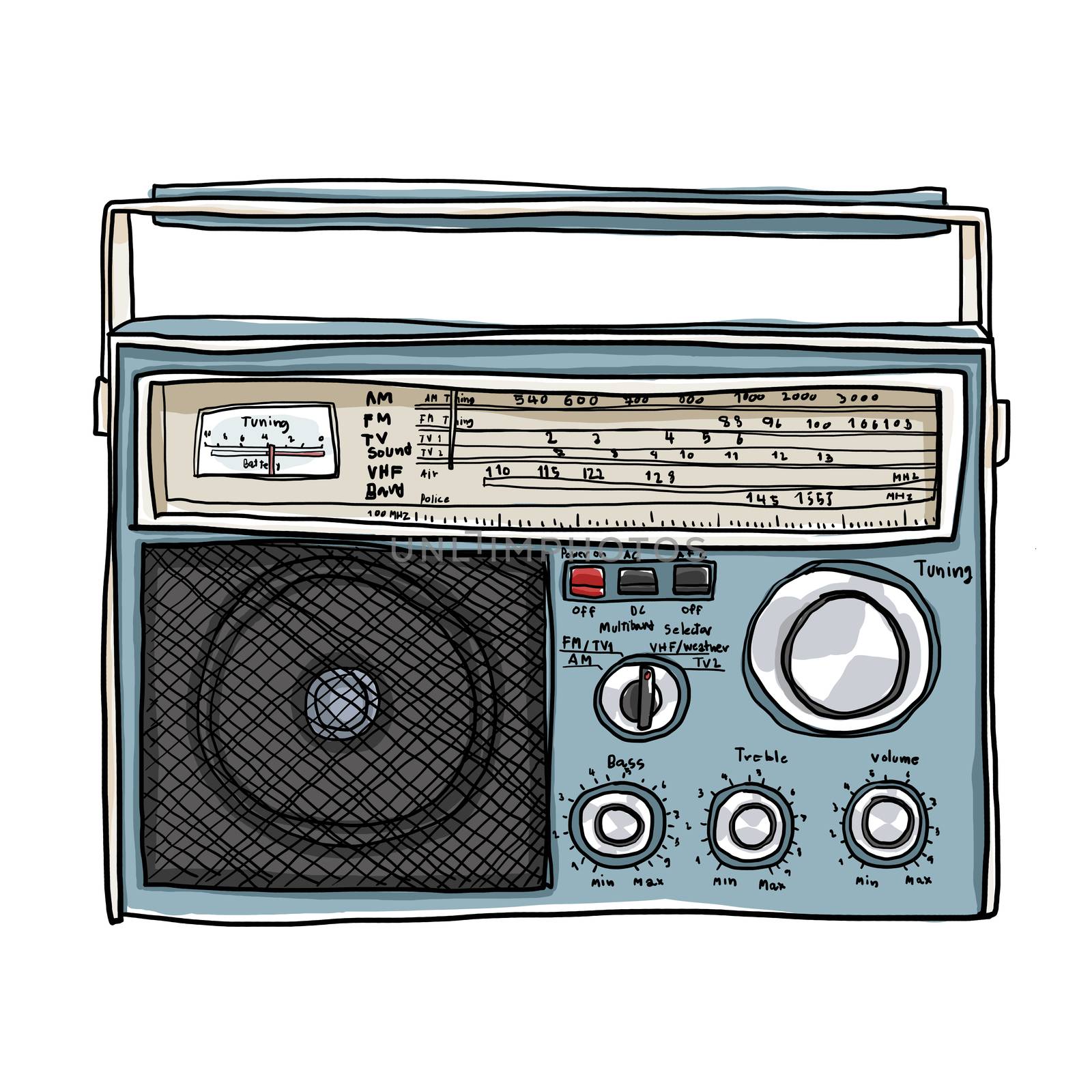 Vintage Radio  retro Boombox cute art illustration