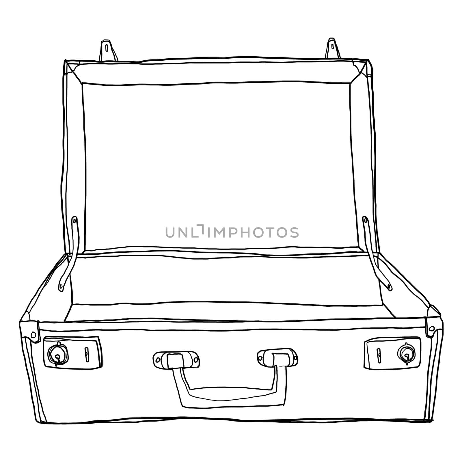 Vintage Luggage &  Suitcases Travel Open is empty cute lineart illustration