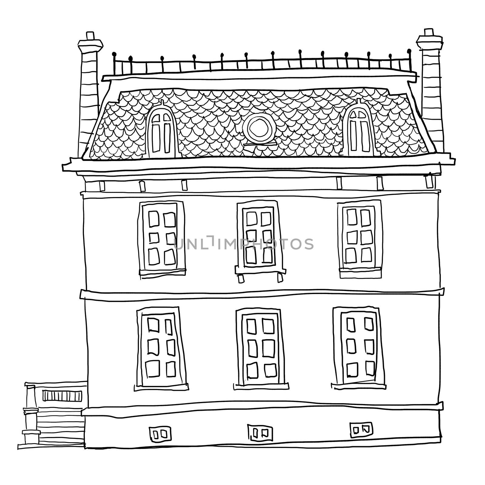 vintage house cute line art 