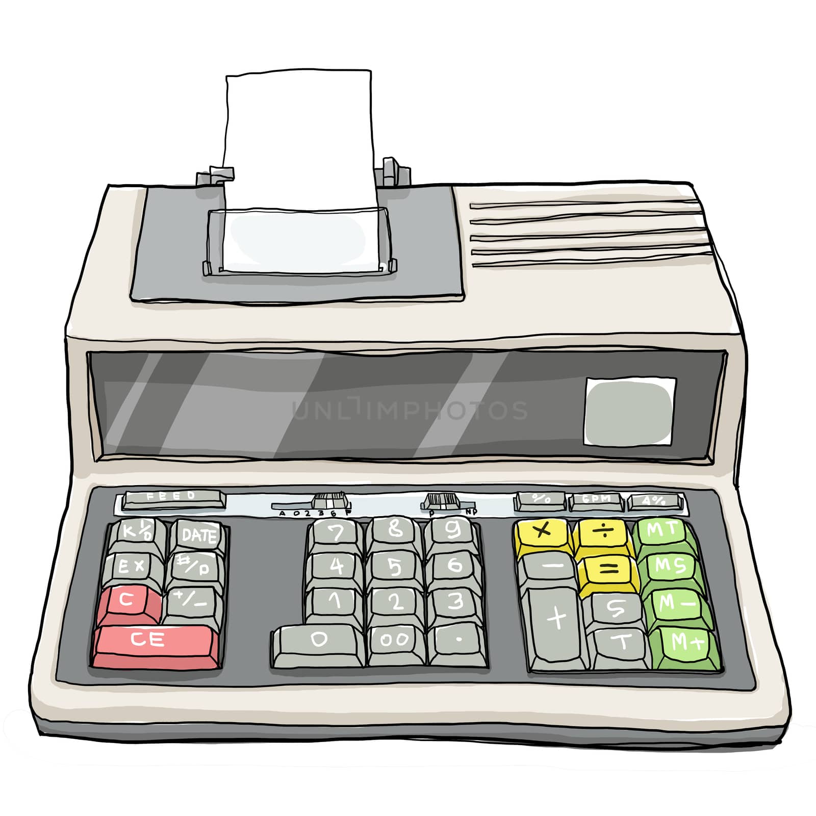 vintage digital calculator art illustration