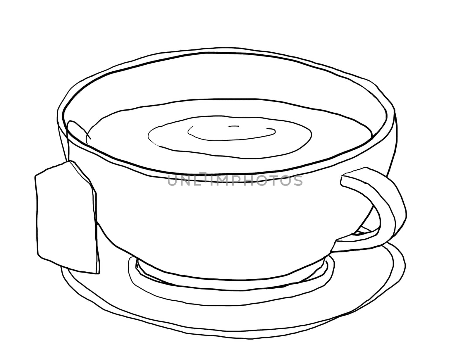 Tea cup cute art line art  illustation