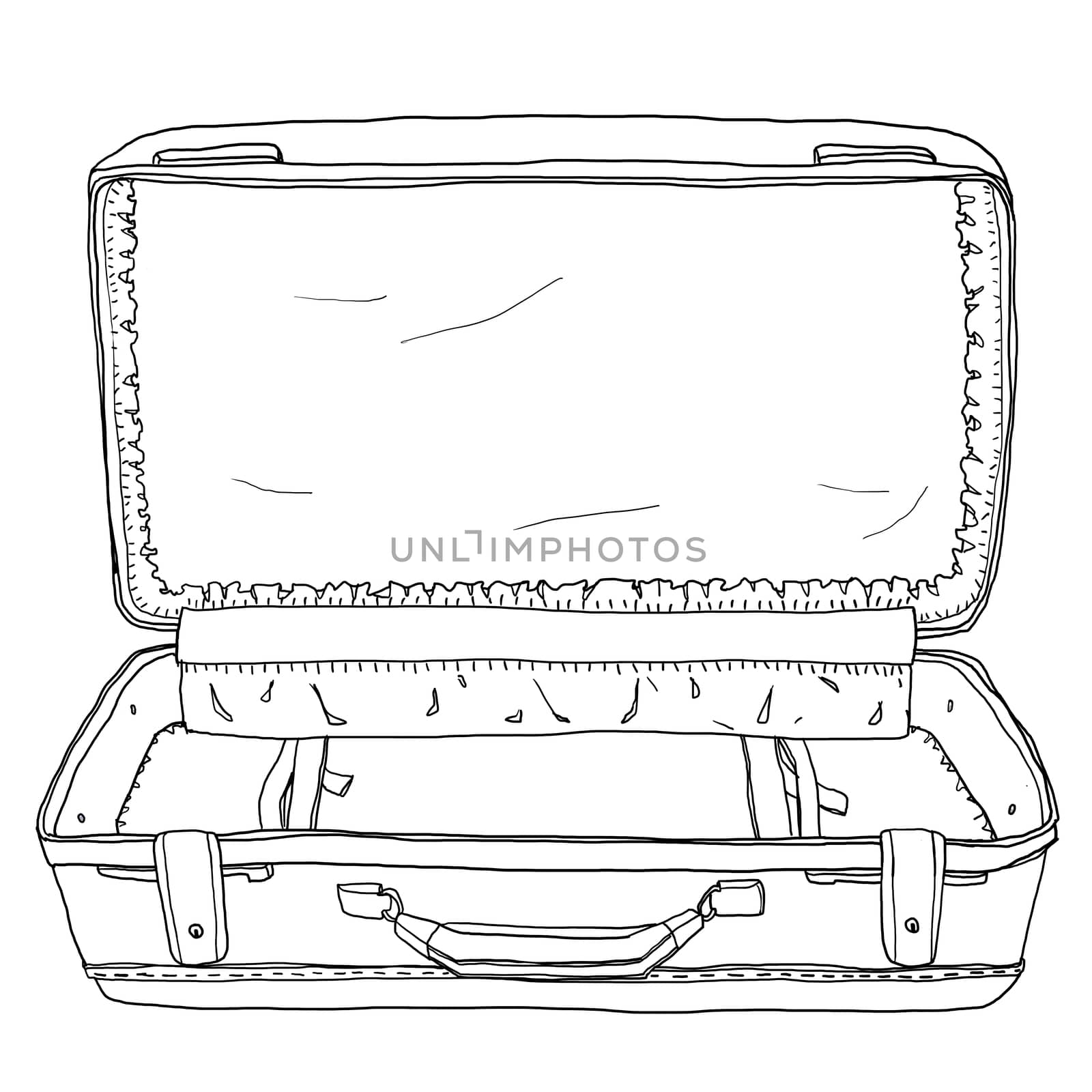 red Vintage Luggage &  Suitcases  Open is empty cute lineart illustration
