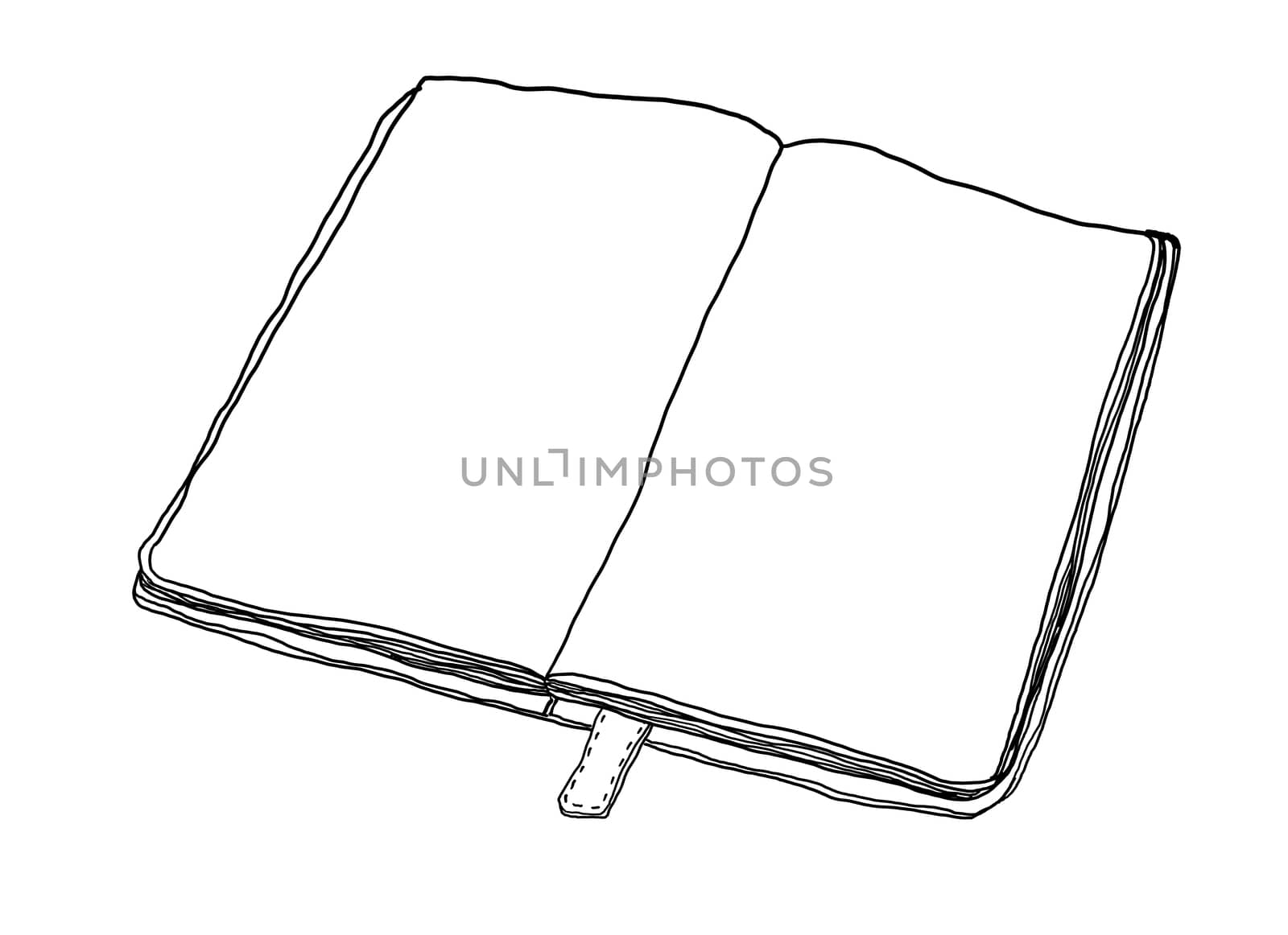 red notebook Open Blank Page line art illusyration